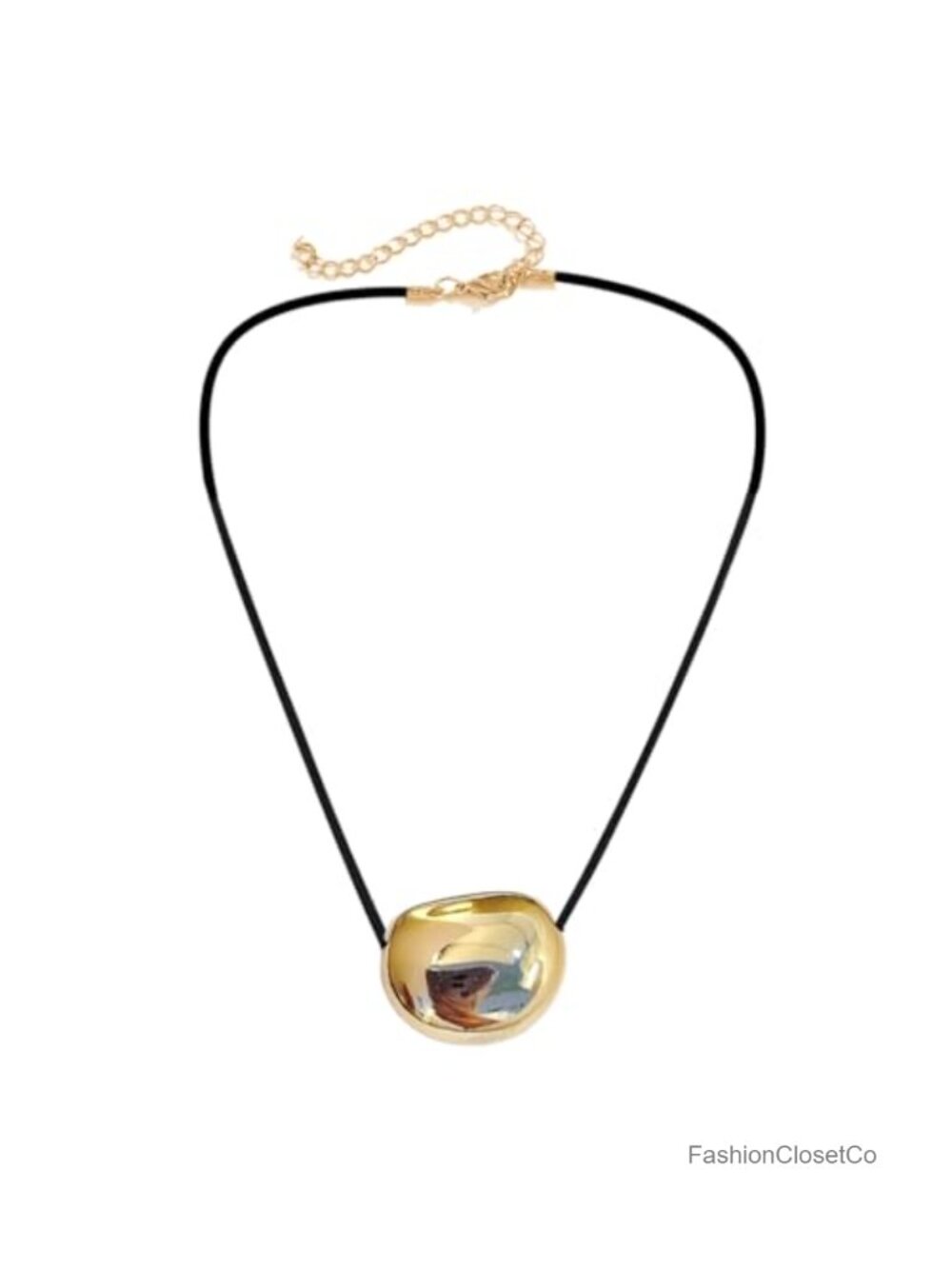 Fashionable Geometric Pendant Necklace for Women PU Leather Cord Collarbone